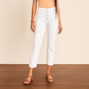 J Crew NWT 10" Vintage Slim-Straight Jeans High Rise in White Size 33